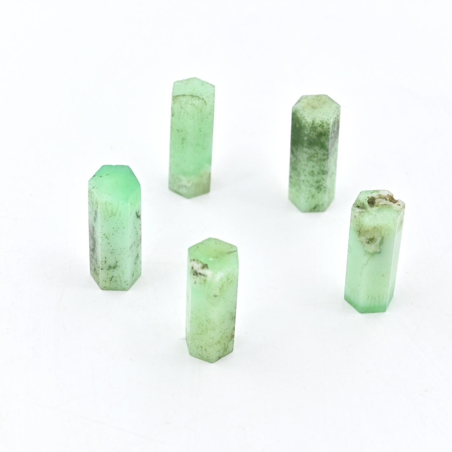 Chrysoprase Cylinder 9x25 MM, Tower & Pencil Loose Stones, Natural Gemstone, Stone For Crafters And Designers, Handmade Stones For Gift 5 Pc - Image 2