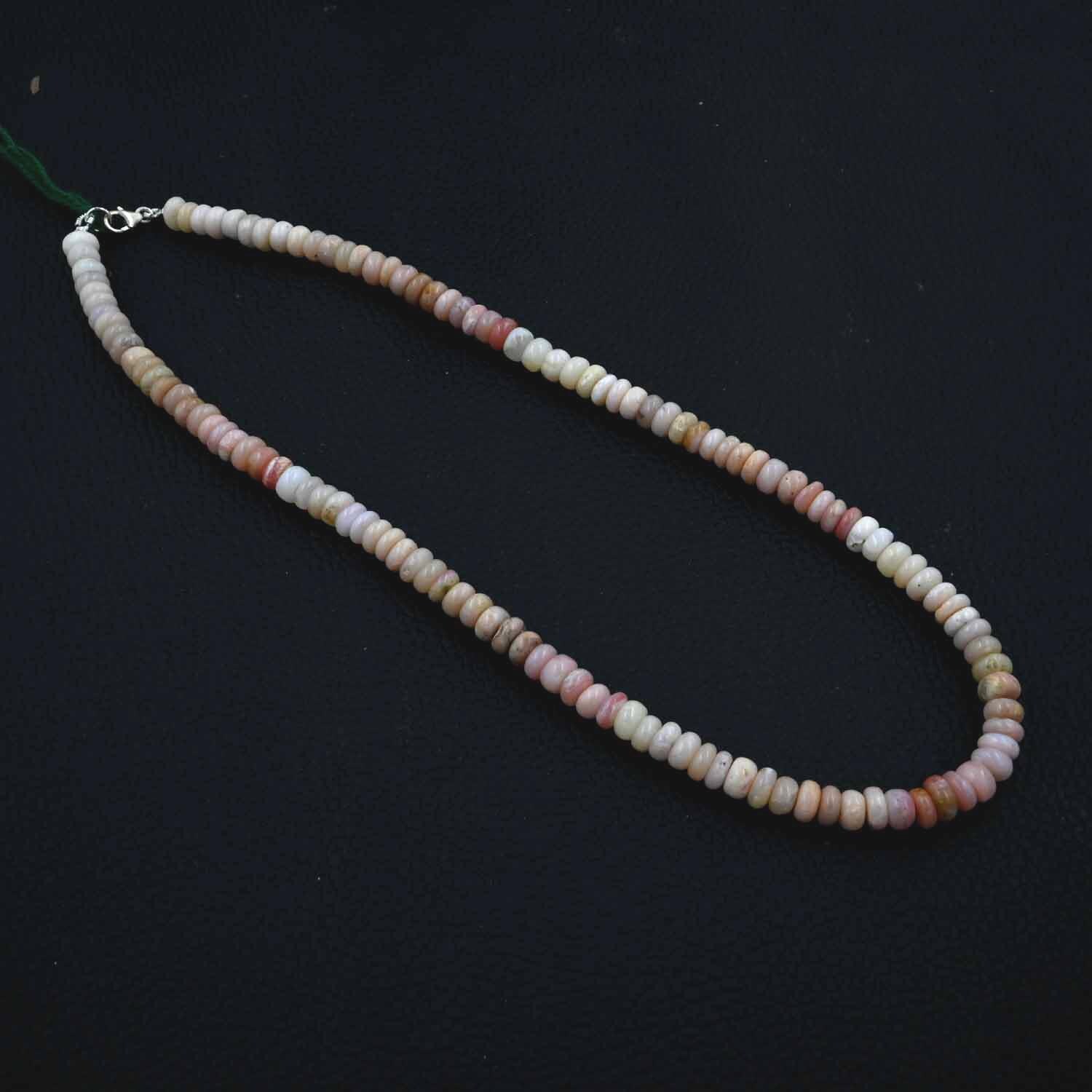 Pink Opal Beads Necklace, Natural Opal Smooth Gemstone Necklace, Boho Crystal Jewelry, Statement Healing Necklace, Gift for Her - Image 2