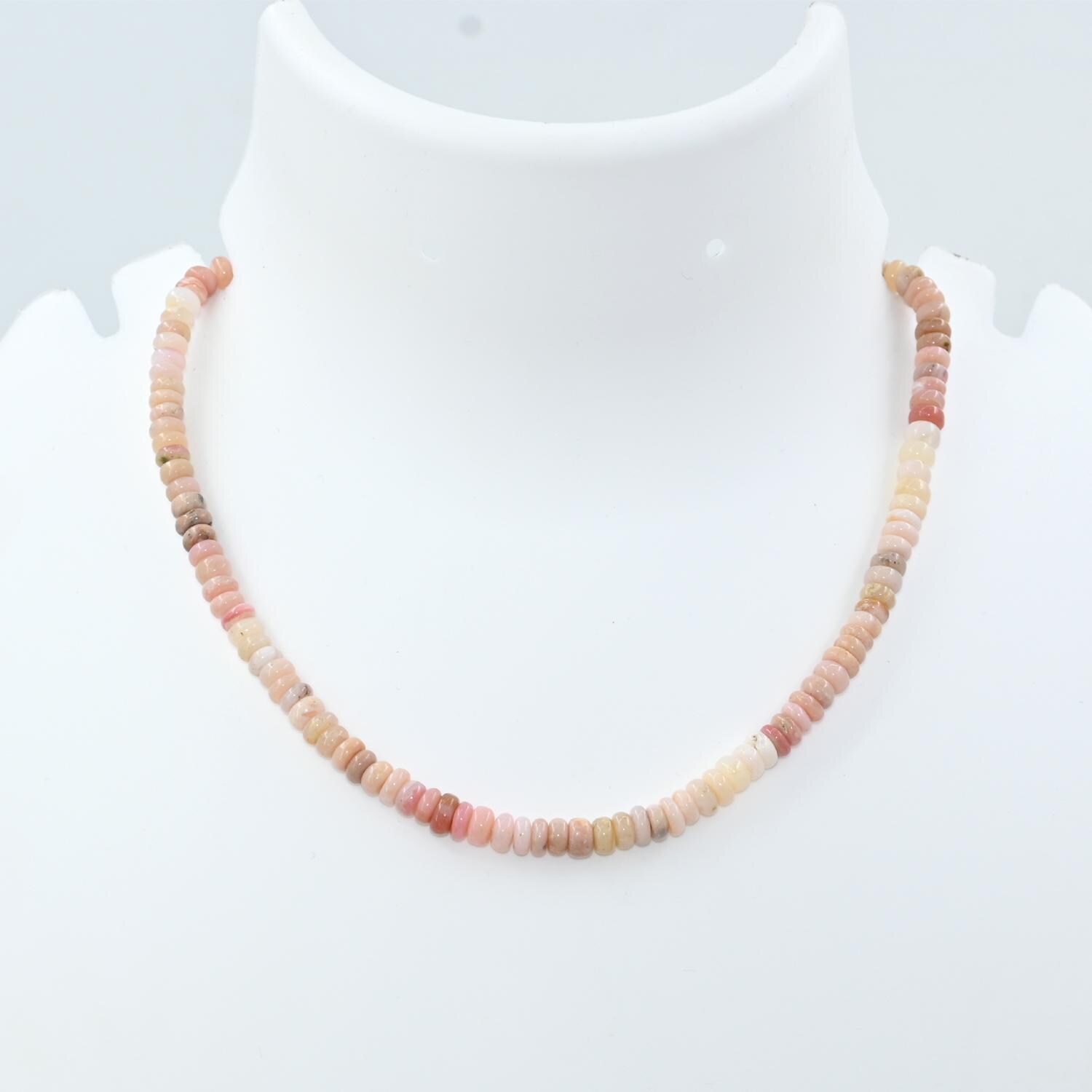 Pink Opal Beads Necklace, Natural Opal Smooth Gemstone Necklace, Boho Crystal Jewelry, Statement Healing Necklace, Gift for Her