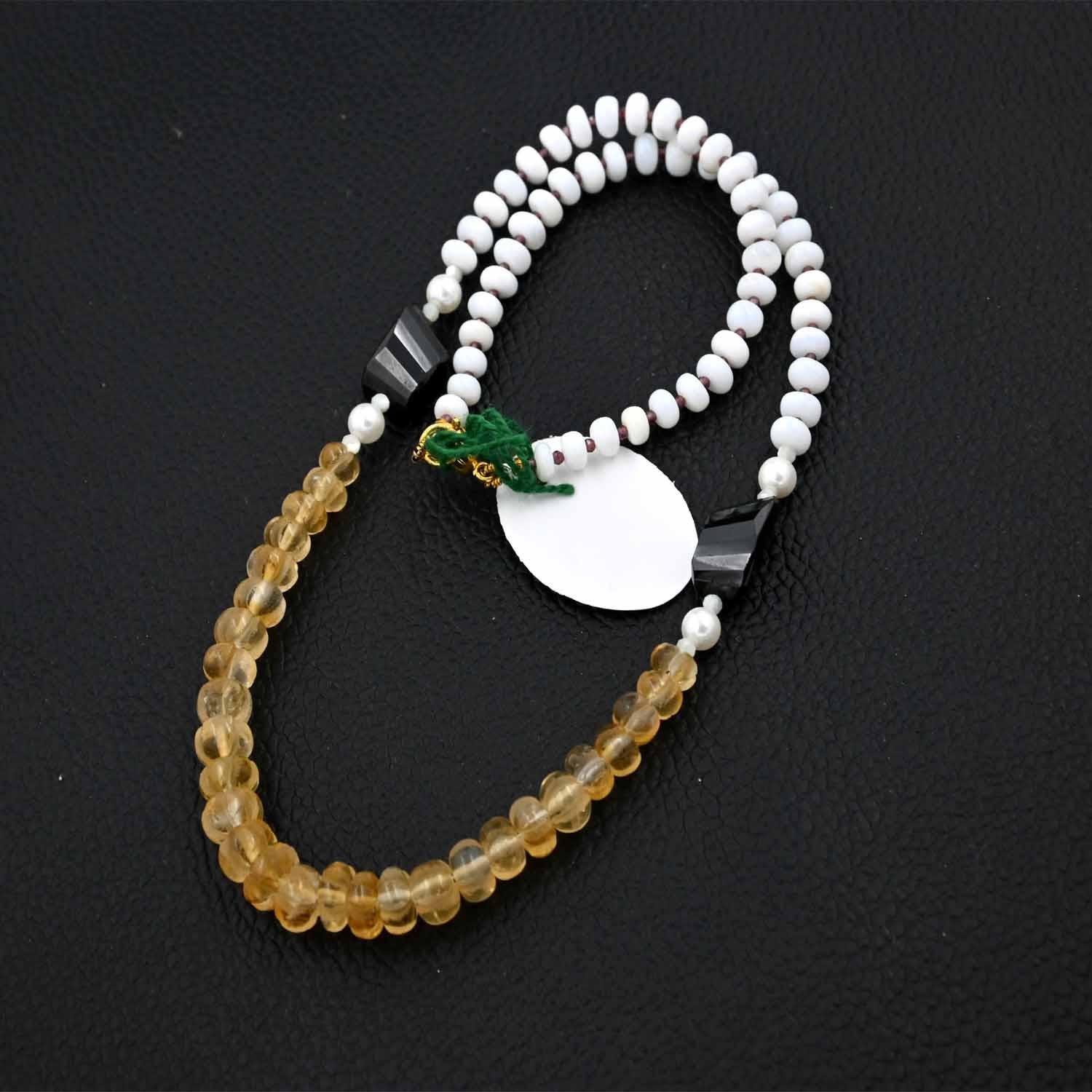 Citrine Carved Beads Necklace, White Opal Gemstone Jewelry Mixed Gemstone Necklace Fancy Shape, Vibrant Stone Necklace Unique Jewelry Gift - Image 2