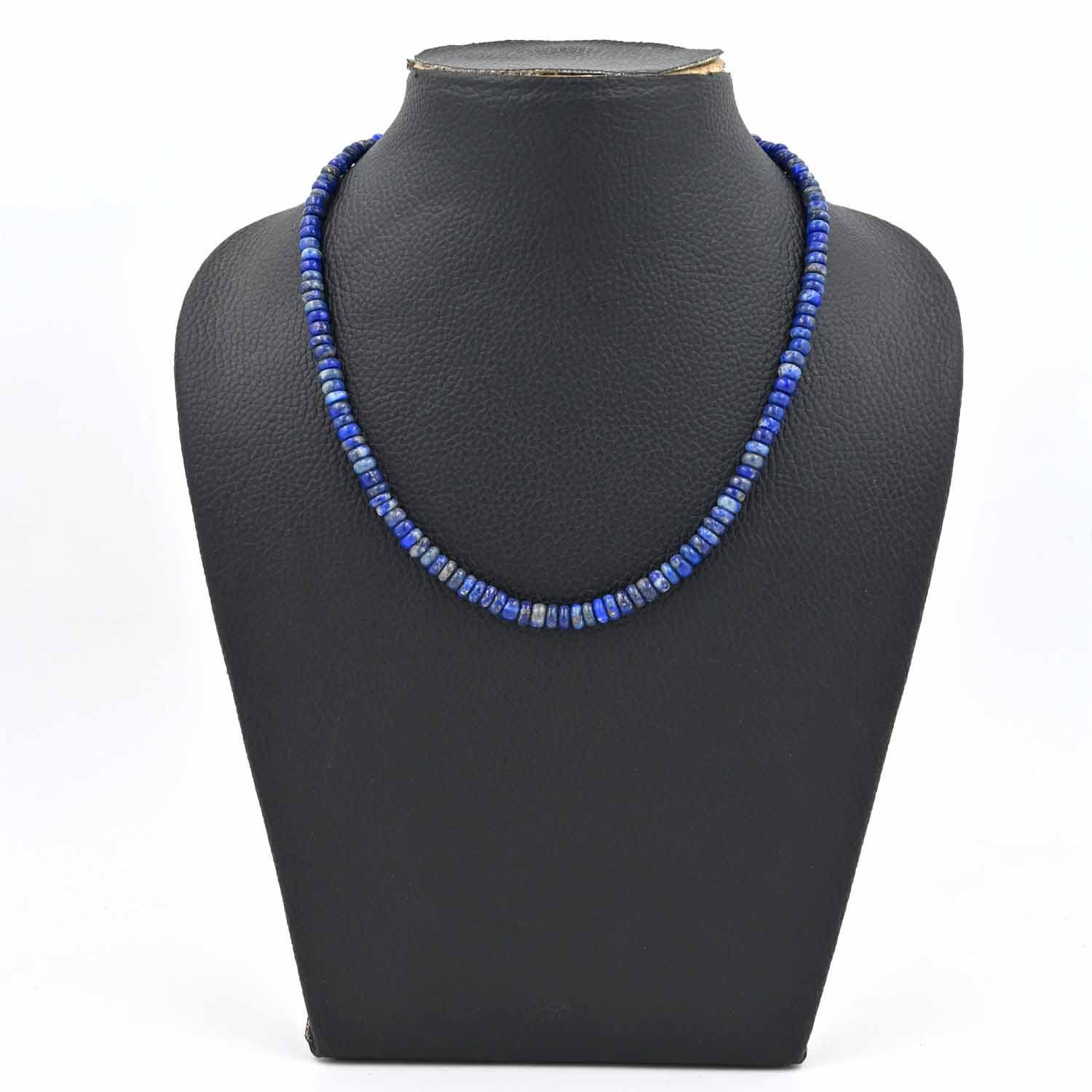 Blue Lazuli Round Beads | Lapis Lazuli Smooth Heishi Beads Necklace | Rondelle Heishi Beads Jewelry | Lapis Lazuli Bead Strand for Wedding
