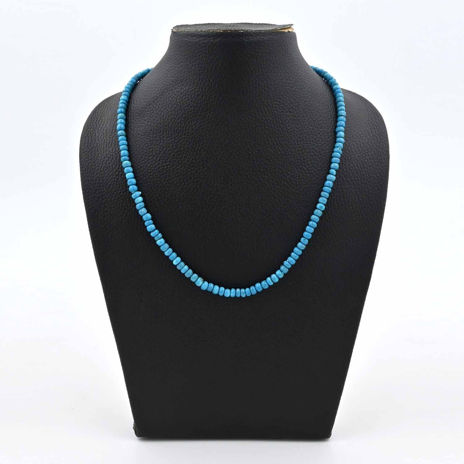 Blue Turquoise Beads Necklace, Natural Gemstone Necklaces, Tiny Turquoise Rondelle Beaded Choker Necklace, Handmade Necklace, Gift for Her