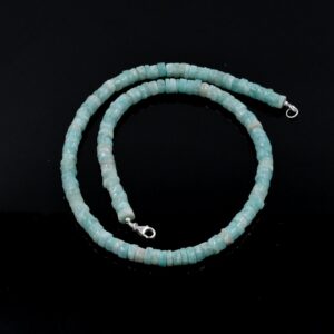 Amazonite Heishi Beads Necklace, Natural Gemstone Necklaces, Green Amazonite Rondelle Beaded Choker Necklace, Handmade Necklace Gift for Her