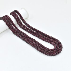 Garnet Beads Necklace, Handmade Gemstone Beaded Jewelry, January Birthstone Garnet Rope Necklace, 24" Garnet Rassa Necklace, 7mm Necklaces