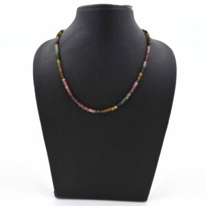 Tourmaline Faceted Necklace, Multi Tourmaline Faceted Beads Necklace, Gemstone Jewelry, Birthstone Necklace, Boho Chic Gift, Beaded Necklace