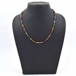 Multi Tourmaline Faceted Beads Necklace, Healing Crystal Bead Gemstone Jewelry, Birthstone Necklace, Boho Chic Gift Handmade Beaded Necklace