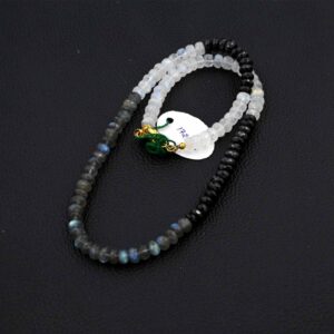 Black Spinel Faceted Beads Necklace, Black Rainbow Round Gemstone Necklaces with Carnelian Pendant, White Rainbow Faceted Rondelle Necklace