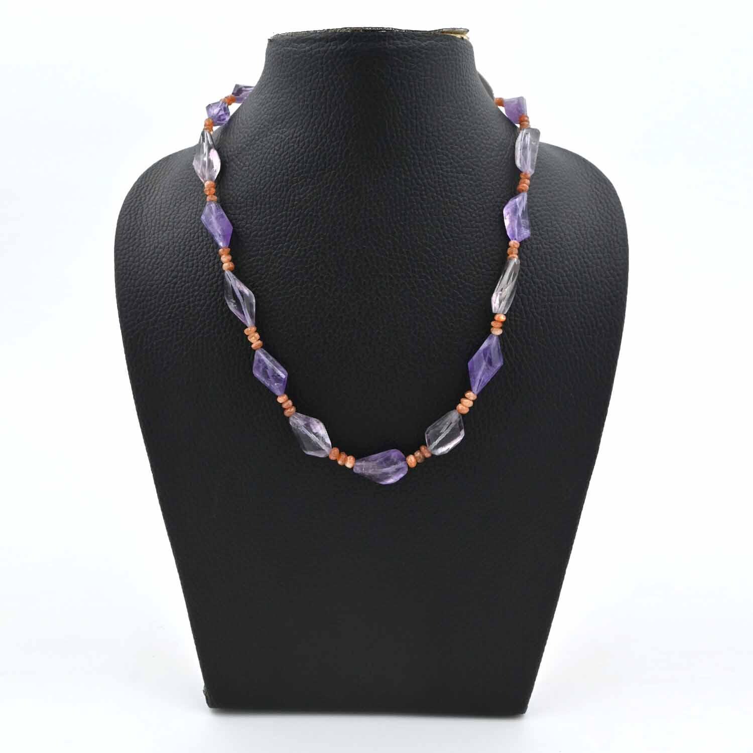 Elegant Amethyst Faceted Beads Necklace - Purple Gemstone Nugget Statement Jewelry - Handcrafted Amethyst Necklace Anniversary Gifts
