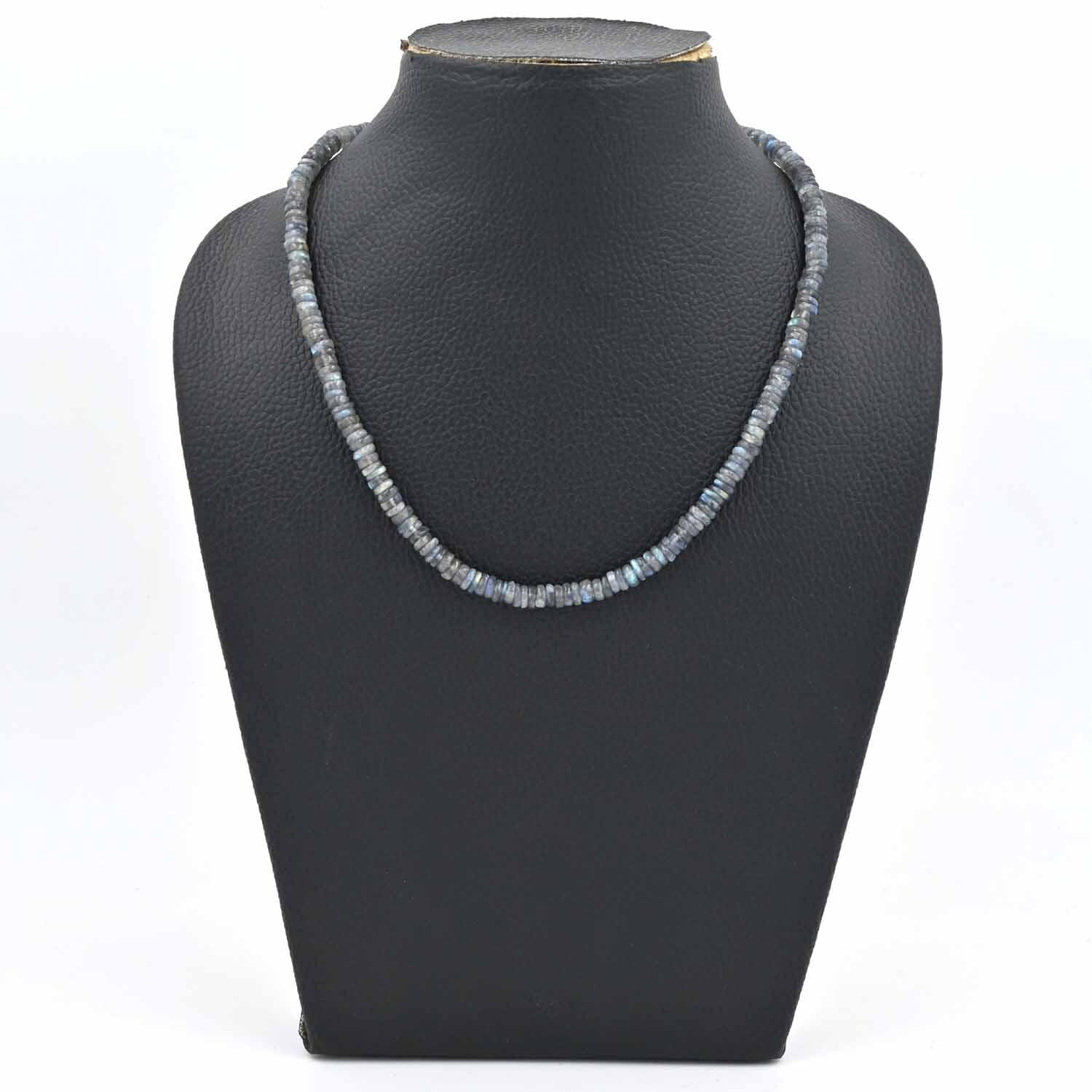 Labradorite Heishi Beads Necklace Labradorite Flashy Smooth Gemstone Necklace Boho Stone Jewelry Labradorite Statement Necklace Gift for Her