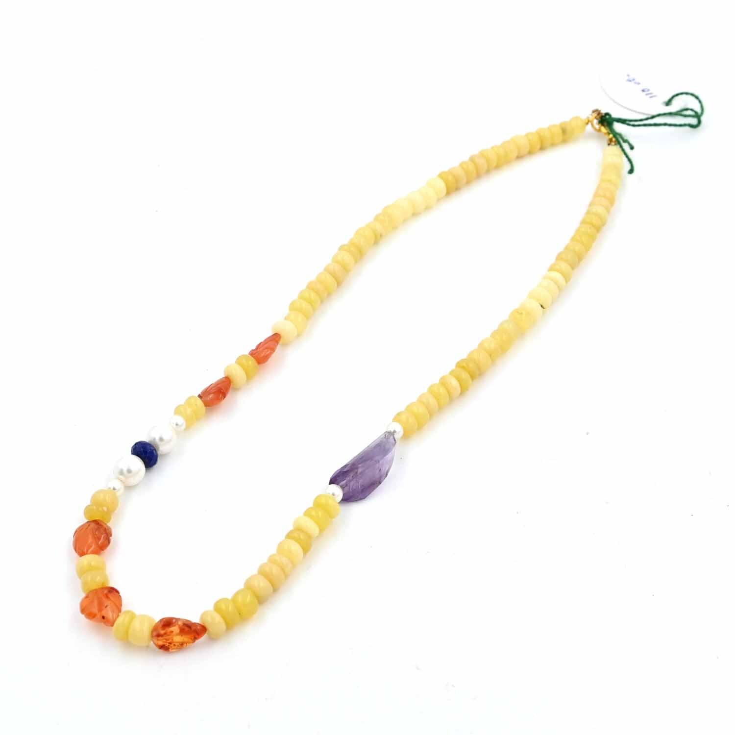 Stunning Yellow Opal Beaded Necklace, 6mm Opal Smooth Rondelle Gemstone Beads Necklace, Gorgeous Yellow Opal Beaded Necklace, Gift For Her - Image 2