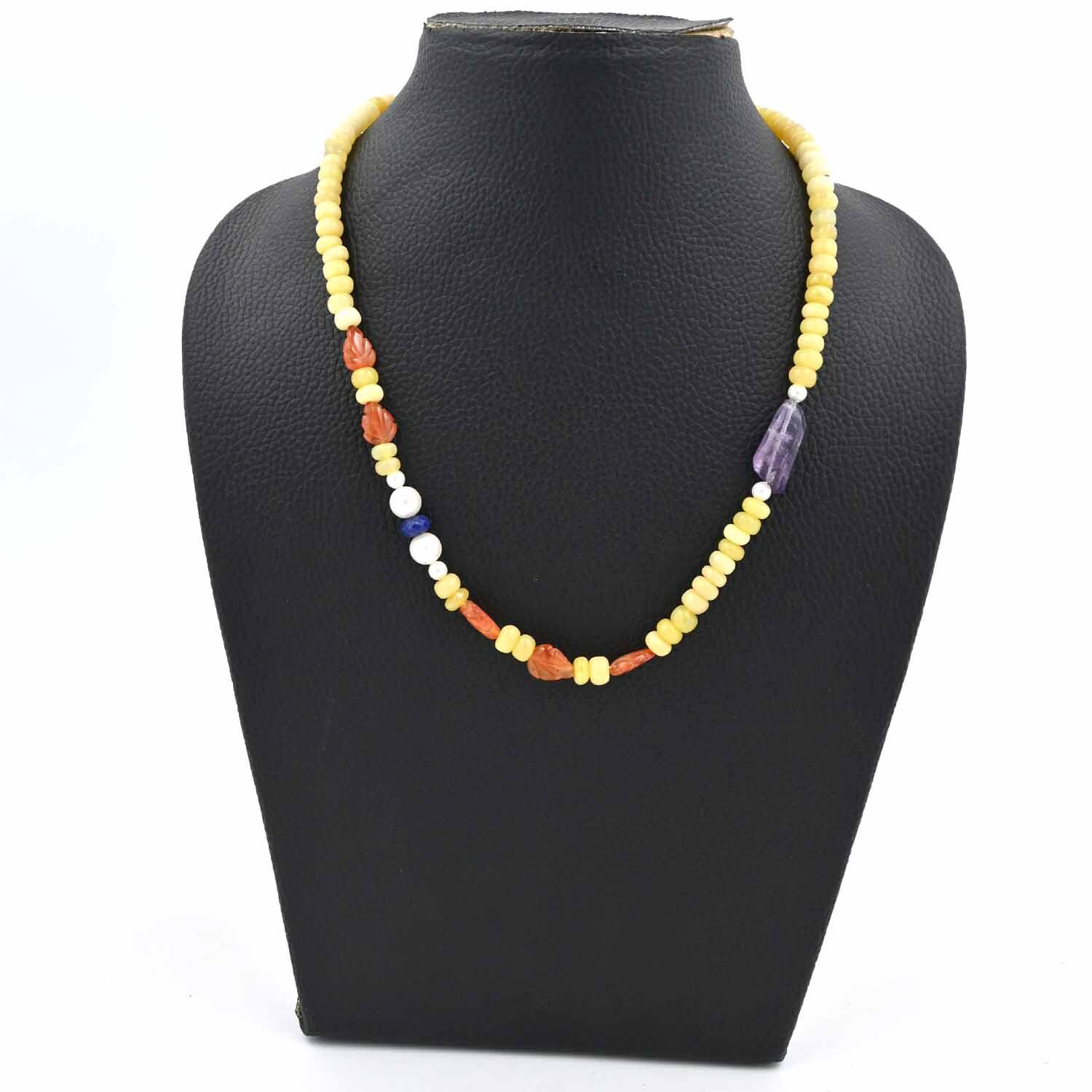 Stunning Yellow Opal Beaded Necklace, 6mm Opal Smooth Rondelle Gemstone Beads Necklace, Gorgeous Yellow Opal Beaded Necklace, Gift For Her