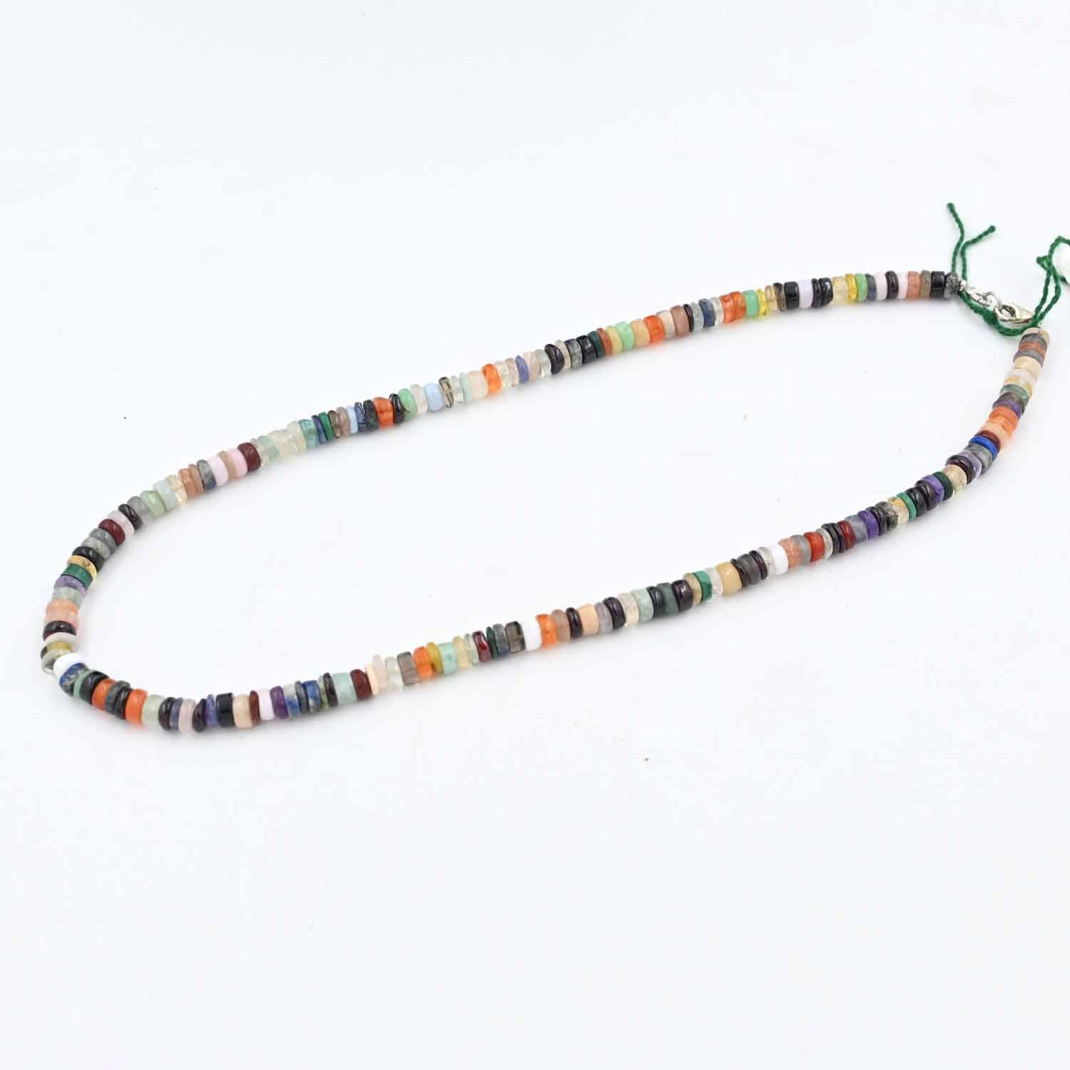 Multi Gemstone Heishi Beads Necklace | Rondelle Smooth Beads | Disco Smooth Heishi Beads Jewelry | Natural Gemstone Beaded Necklace - Image 2