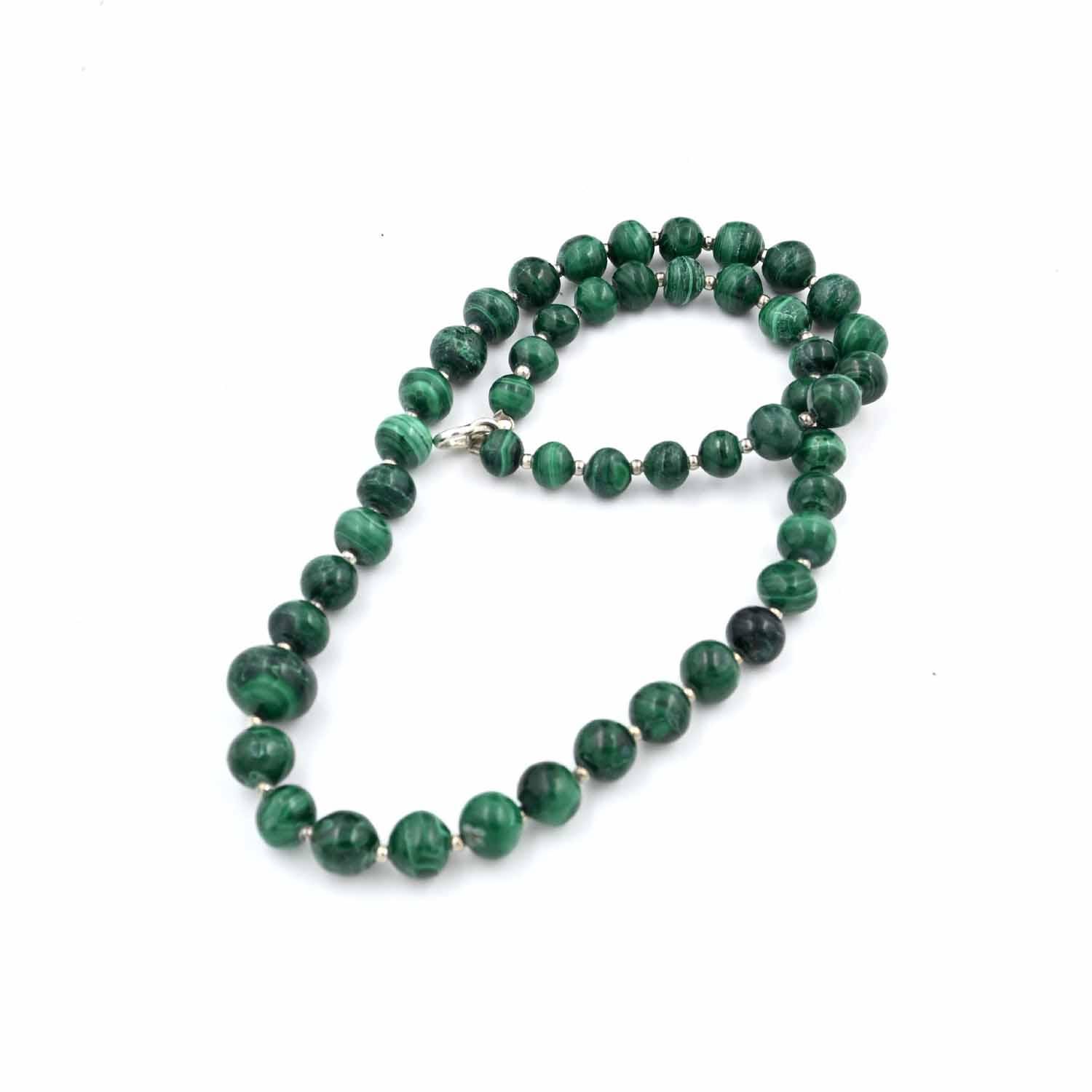 Malachite Ball Beads Necklace, Handmade Smooth Beads Necklaces, Healing Energy Yoga Chakra For Jewelry, Crystal Beaded Necklace for Lovers - Image 2