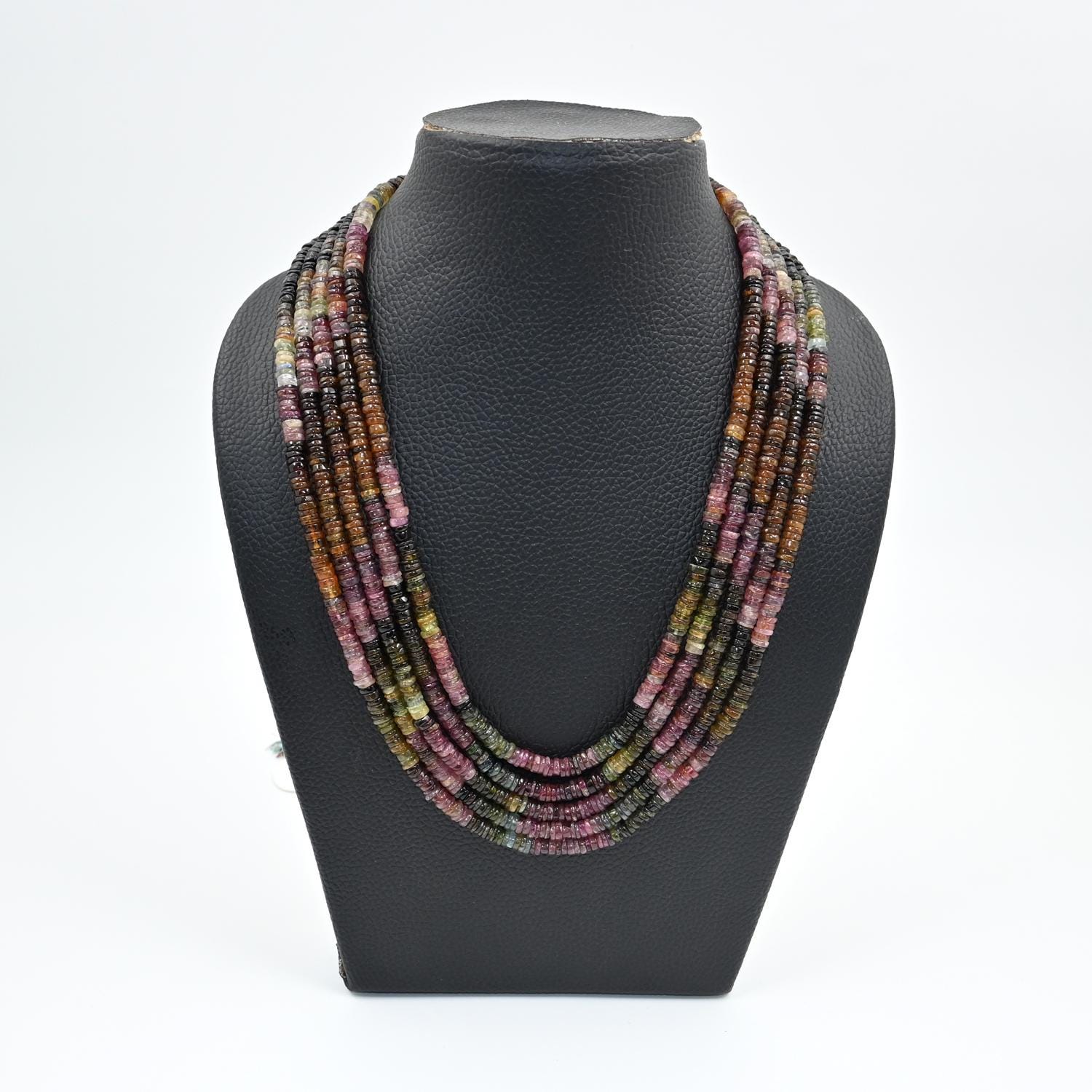 Layered Multi-Tourmaline Heishi Beads Necklace | 5-5.5 MM Natural Tourmaline Bridal Jewelry | Elegant Handmade Necklace for Women - Image 2