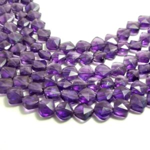 Amethyst Faceted Kite Beads Natural Purple Loose Gemstone Shape Beads 5-6 MM Length 13"
