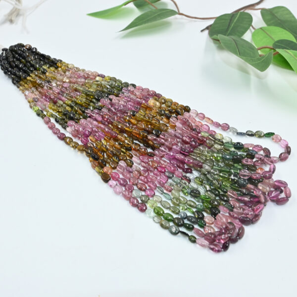 natural multi tourmaline madiya beads in 4x5–4x6mm