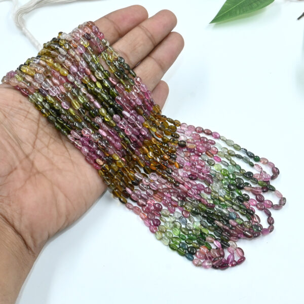 Natural rainbow tourmaline necklace 5x6-5x7mm