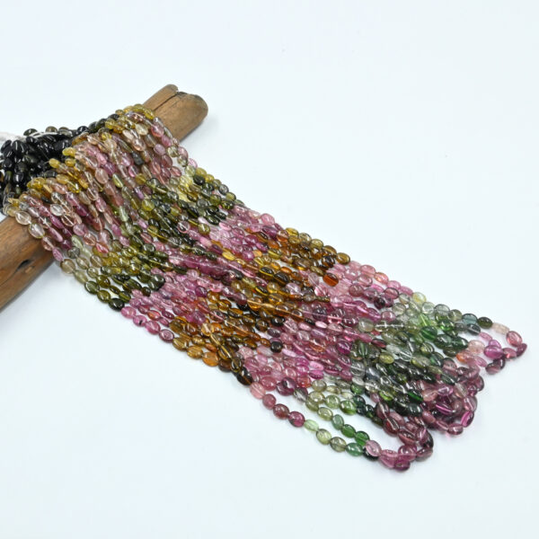 Smooth tourmaline gemstone beads for jewelry