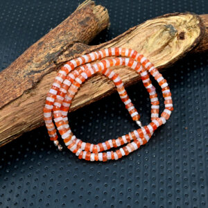 Carnelian moonstone heishi bead necklace 18"