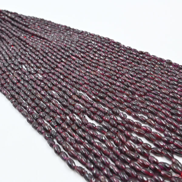 Garnet Barrel Shape Carved Beads – 13” Strand of 4.5x7 to 4.5x8mm