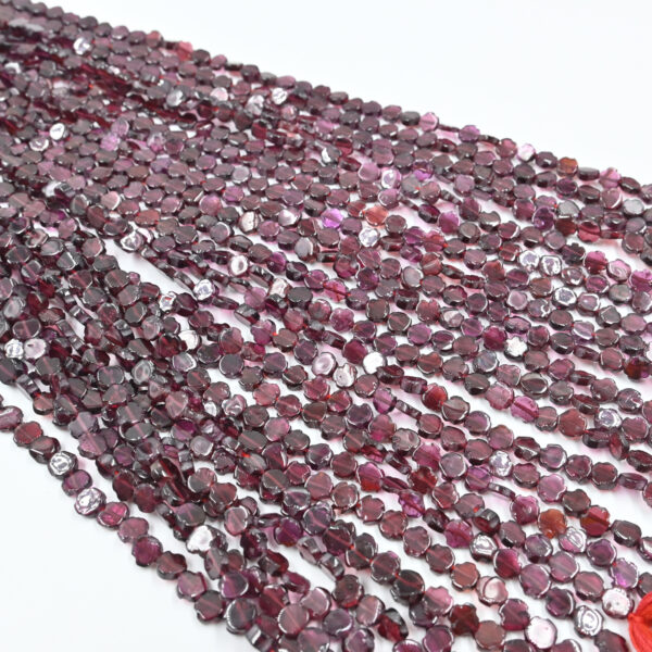 Garnet Coin Shape Beads – 13” Strand of 5.5–6mm Red Gemstones