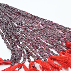 Natural Garnet Coin Beads – Round Loose Stones for Crafting