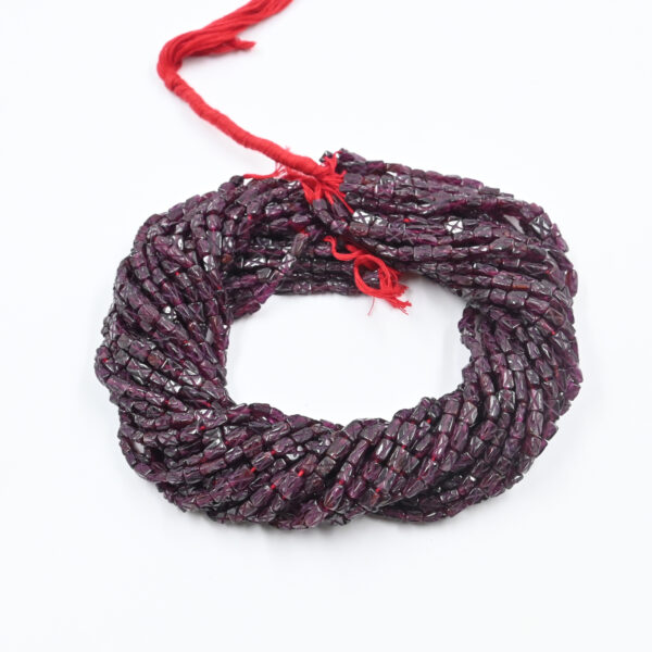 Close-Up of Garnet Rectangle Cut Beads – Gemstone Strand