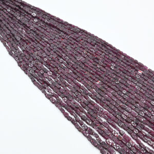Garnet Rectangle Shape Beads – 13” Strand of 4x5–4x6mm Gemstones