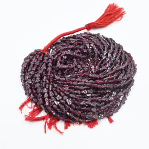 Garnet Triangle Cross Engraved Beads