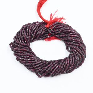 Garnet Beads for Jewelry Making – Carved Tube Natural Gemstones