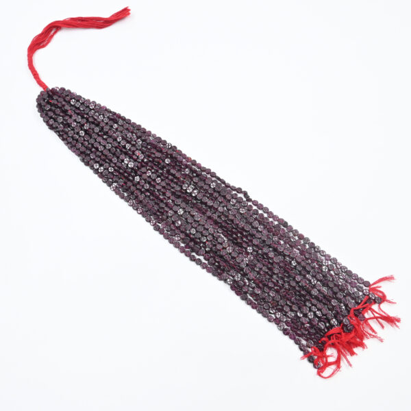 Natural Garnet Beads with Cross Carving – Round Coin Shape