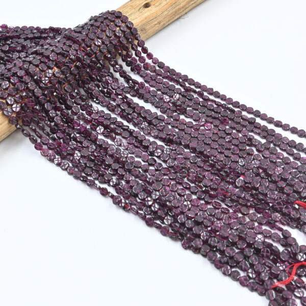 gemstone, garnet for crafts, red gemstone coin beads, engraved gemstone beads, 13 inch garnet strand, garnet for jewelry making, handmade jewelry beads, spiritual craft supplies,