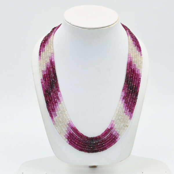 Red imitation faceted beads necklace 7 line