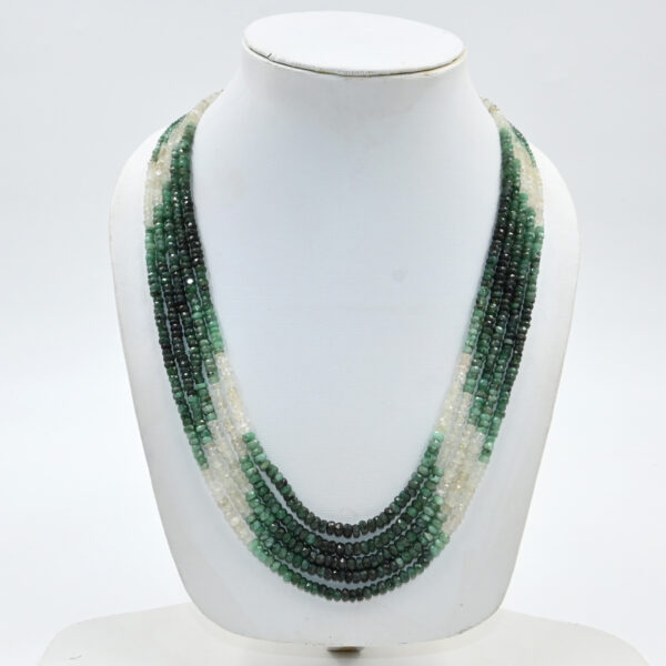 Emerald Shaded Faceted Beads Necklace – 5 Line Design