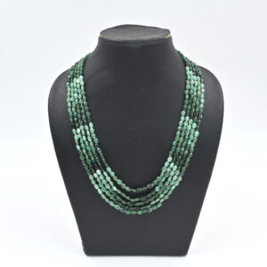 Emerald Oval Beaded Necklace 4x5-5x6mm, 18–21” Gems Jewelry