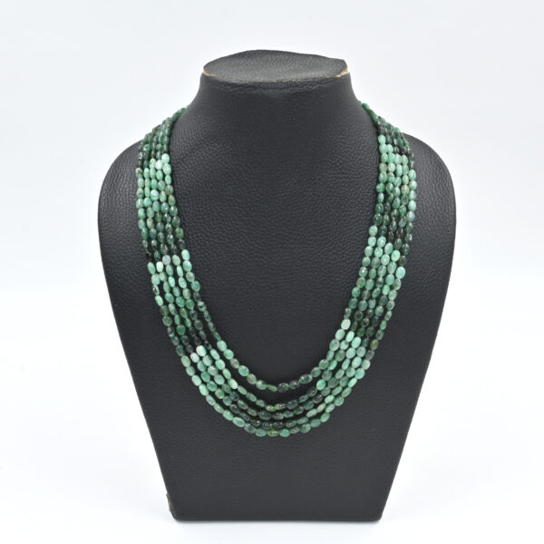Emerald Oval Beaded Necklace 4x5-5x6mm, 18–21” Gems Jewelry