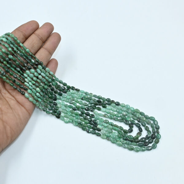 Emerald Oval Shape Beaded Necklace – 4x5mm to 5x6mm, 18–21” Adjustable Length