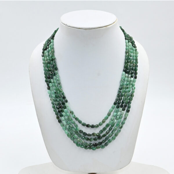 Natural Emerald Oval Shape Necklace – Gemstone Beads, 18–21”