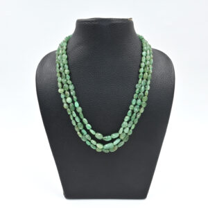 Elegant Emerald Nuggets Beads Necklace (5x6–5x8mm), 18–23” adjustable length. Natural green gemstones perfect for daily wear or gifting.