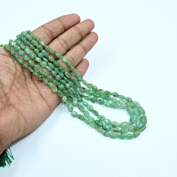 Natural Emerald Madiya Beads – Tumble Cut Green Gemstone Necklace