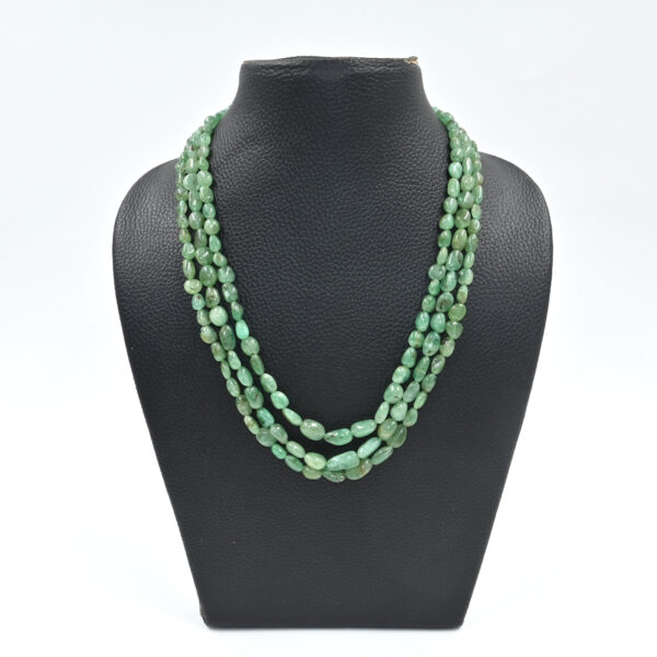 Elegant Emerald Nuggets Beads Necklace (5x6–5x8mm), 18–23” adjustable length. Natural green gemstones perfect for daily wear or gifting.