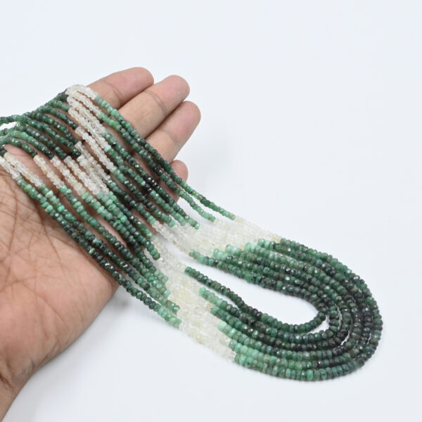 Green Emerald Faceted Beads Necklace – 17 to 19 Inch, 6 Strand