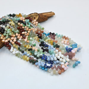 Natural Mixed Stone Teardrop Beads – Close-Up View