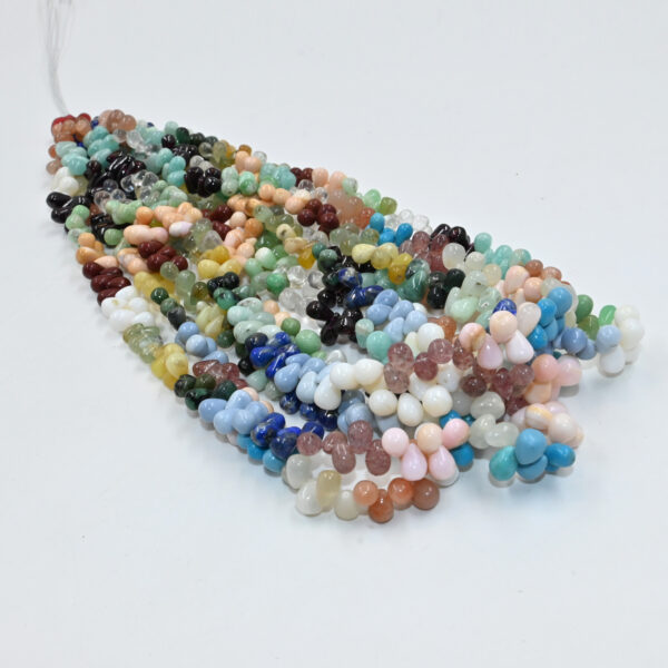 Colorful Gemstone Drop Beads – 4x6mm to 5x8mm Sizes