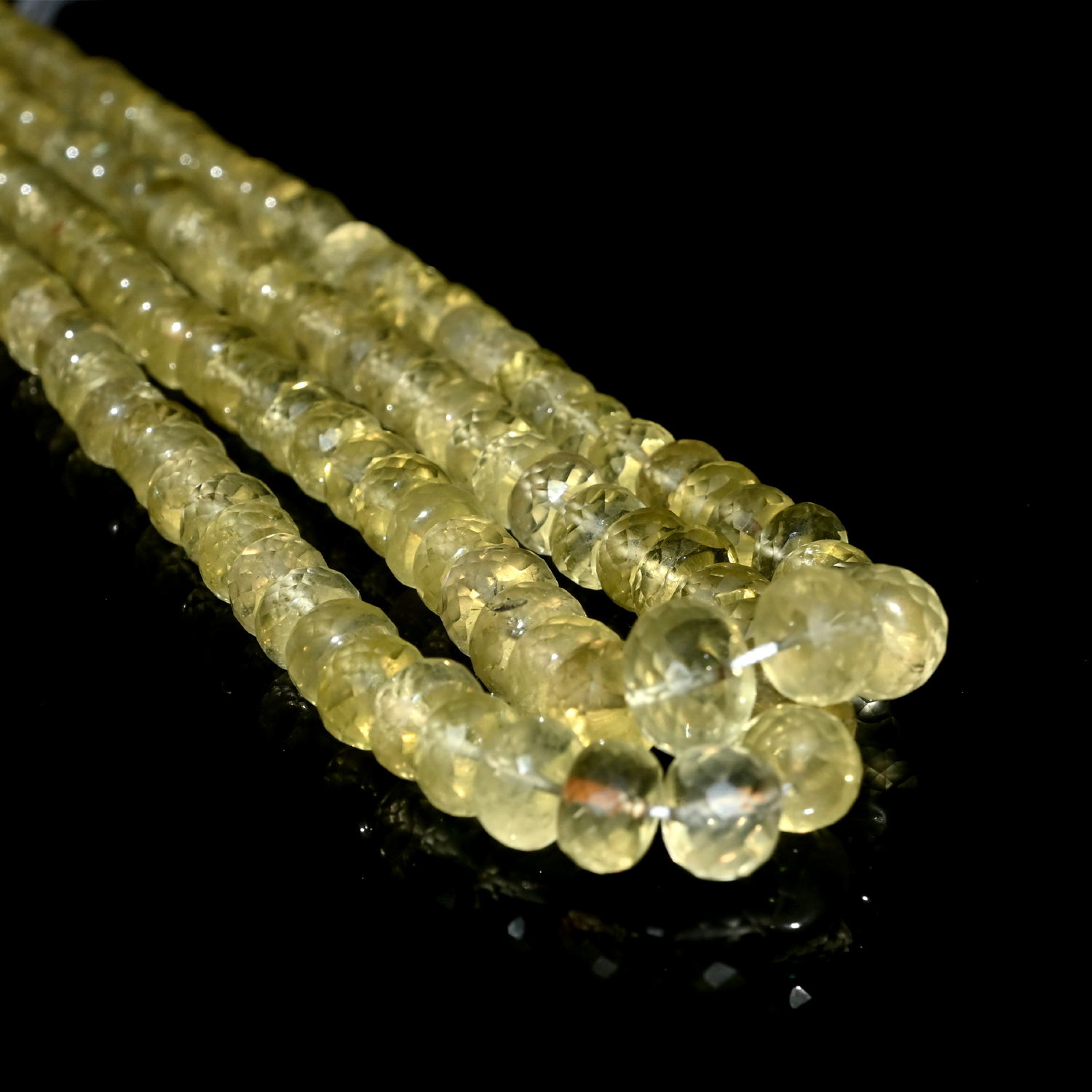 Natural Lemon Quartz Faceted Beads 7-9, 16" Gemstone Beads