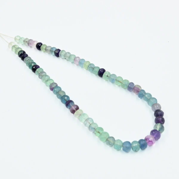 Fluorite Faceted Bate Beads – 16" Natural Strand