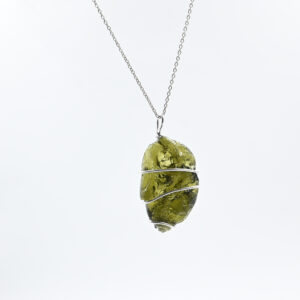 Wire Wrapped Moldavite Row Pendant – Bezel Free Gem