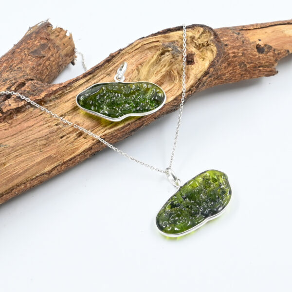 Natural Moldavite Bezel Pendant for DIY Jewelry Making