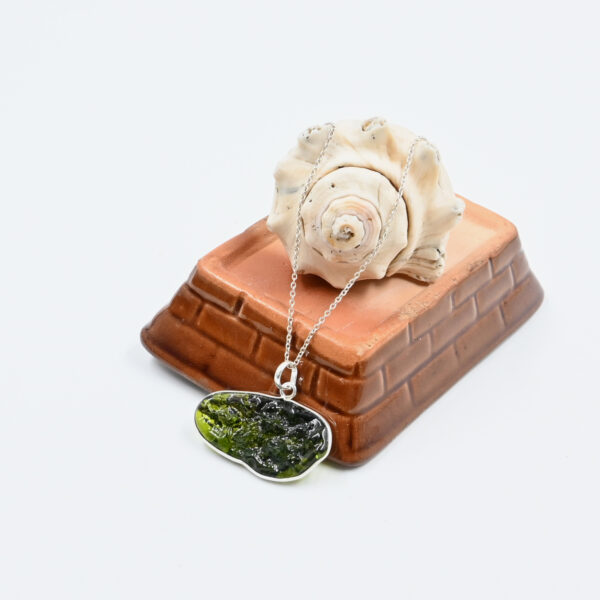 Uncut Moldavite tektite crystal pendant