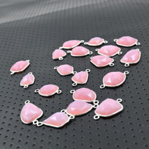 10 Pc Natural Pink Opal Rose Cut Connectors (10x12–10x14mm)